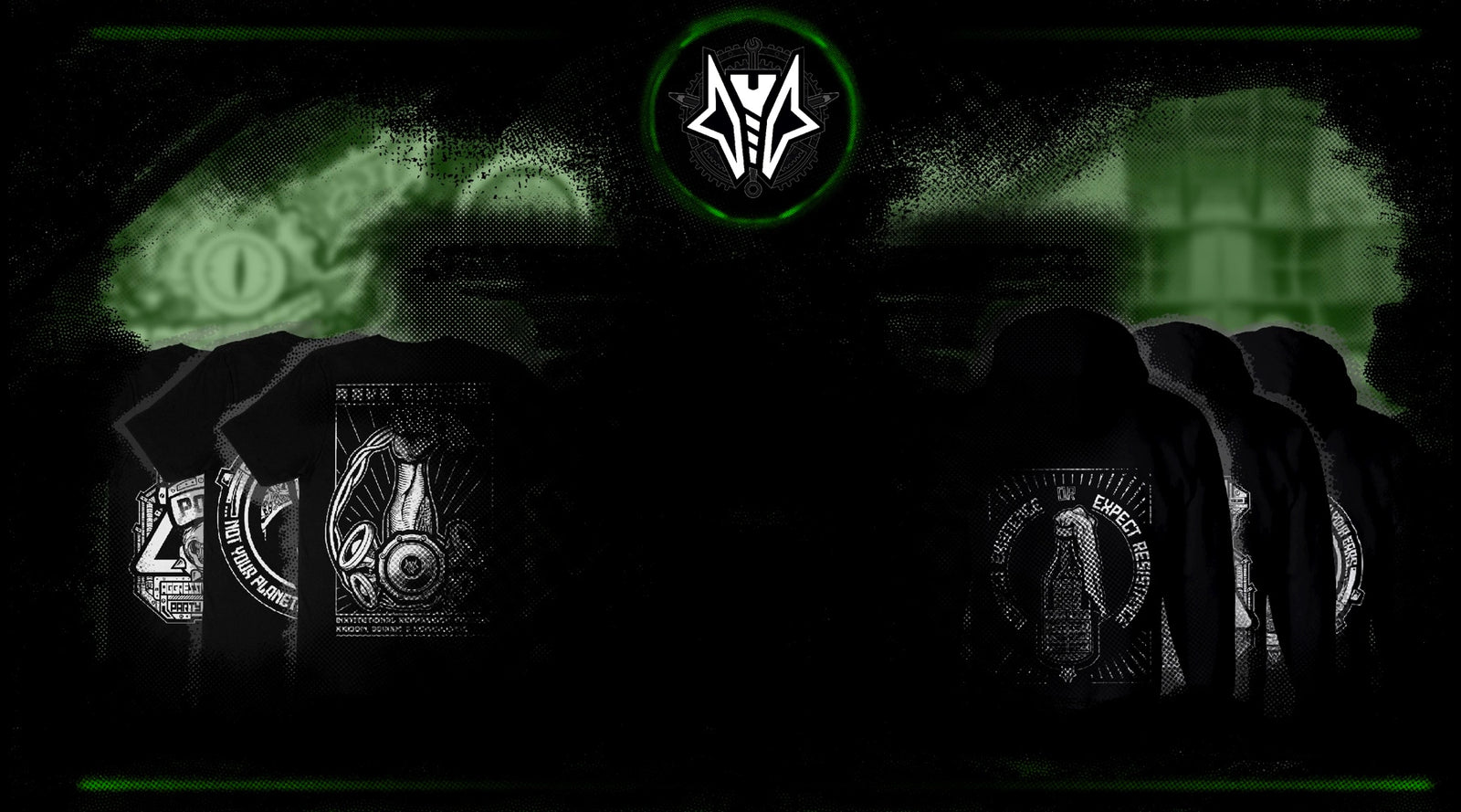 Tekno clothing Logo in the middle. In the background an old tekno23 deco project from kamikaze 4 teknival. and on the other side a freetekno soundsystem. below is freeparty clothing and tekno hoodies and tshirts